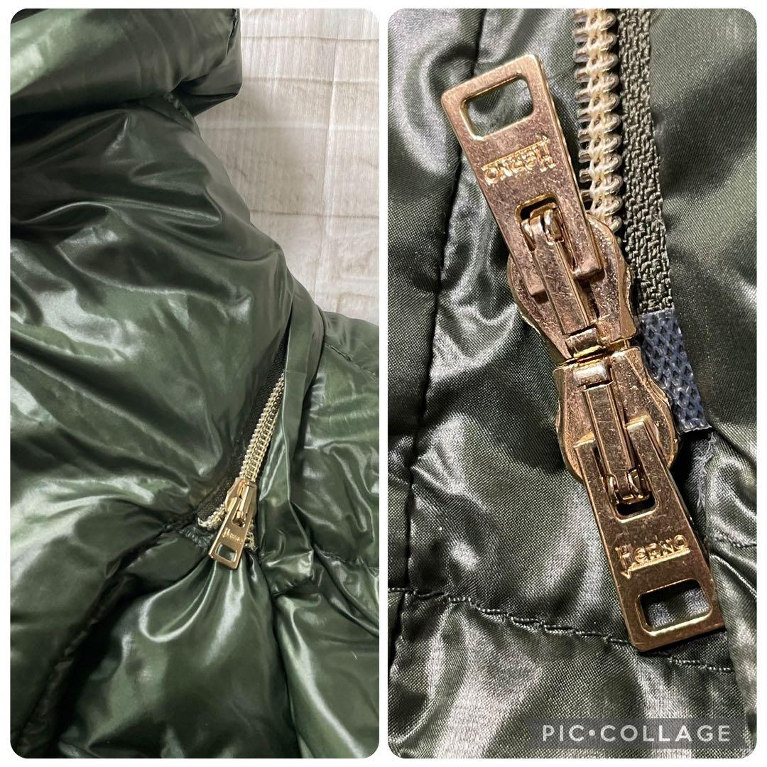 【良品】ヘルノ HERNO★ダウンコート　Bolla　フード　グリーン　ロング