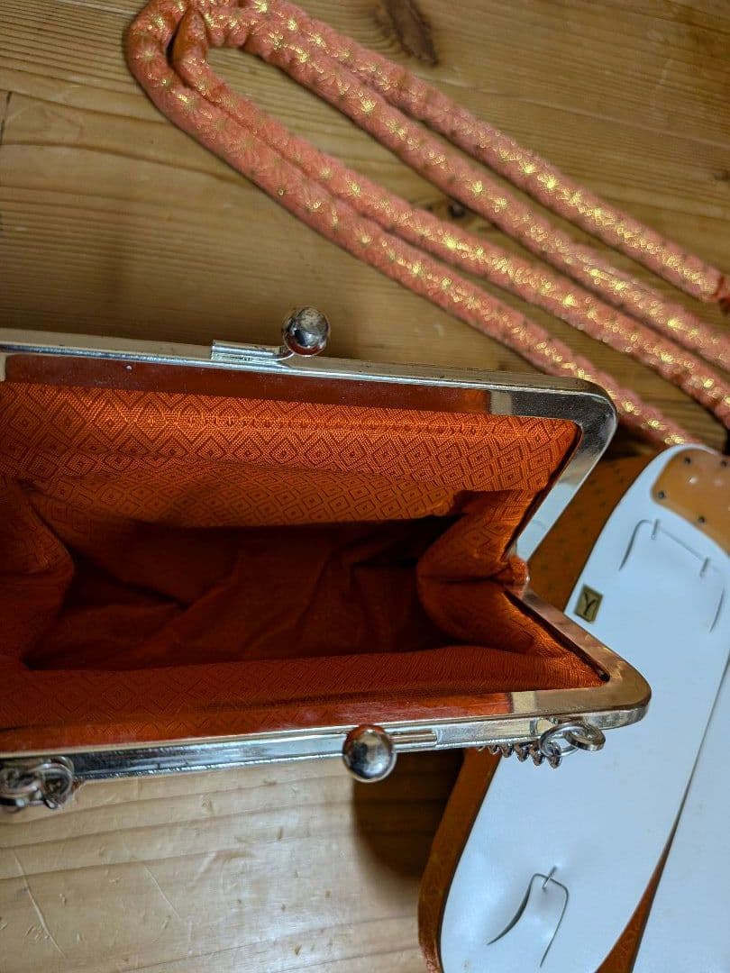 新品　七五三　オレンジ　バッグ　草履　セット　帯