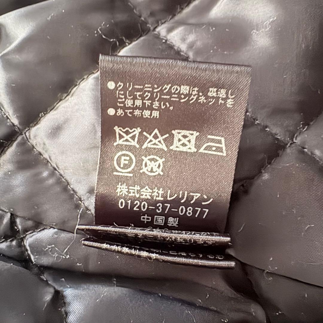 LANVIN ランバンオンブルー　 中綿コート　ネイビー　ベルトあり　光沢