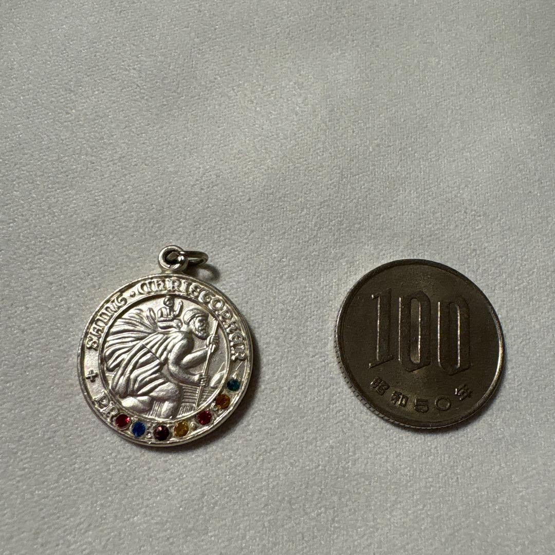 CREED製 シルバー 旅の守り神 聖クリストファー ペンダントスワロフスキー