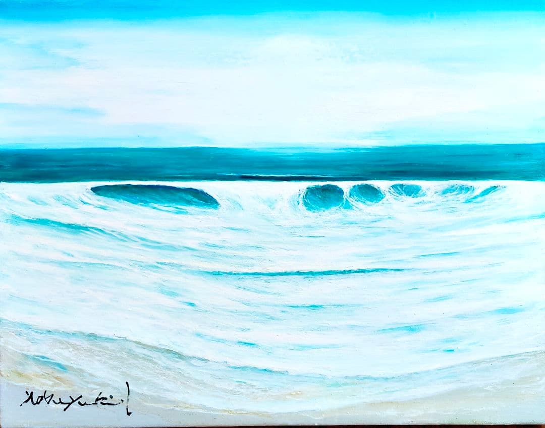 海の風景画（フレーム付き）