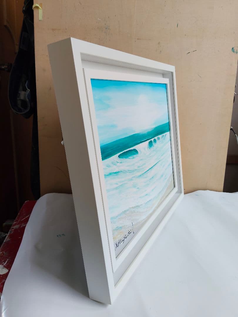 海の風景画（フレーム付き）