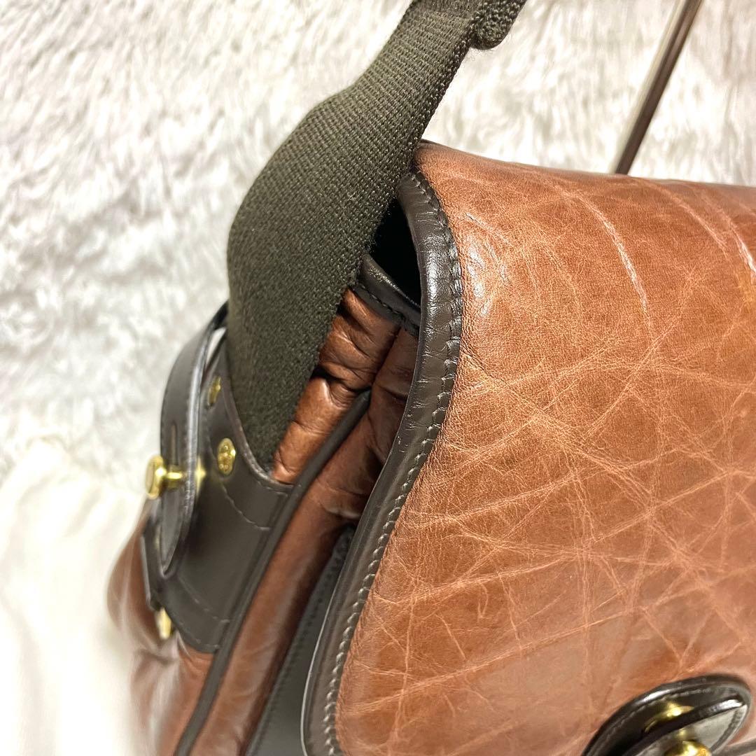 【極美品】ハンティングワールド バチューレザー メッセンジャーバッグ