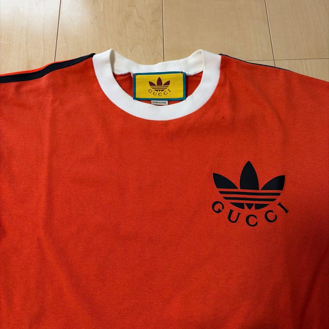 GUCCIアディダス スリーブライン ロンT 長袖Tシャツ オレンジ XS