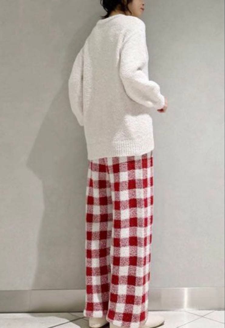 【新品】ジェラートピケストロベリージャガードプルオーバー&チェック柄ロングパンツ