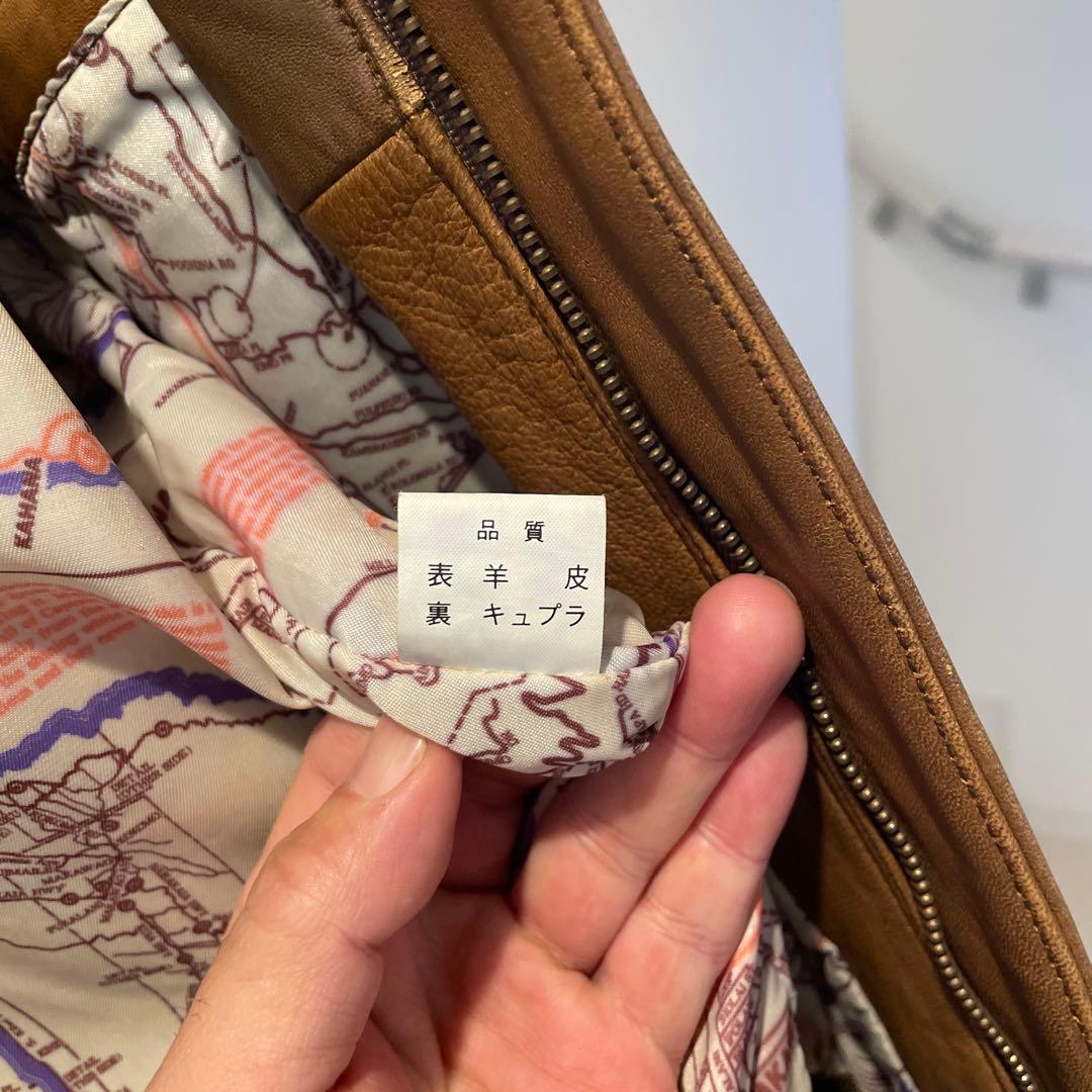 Captain santa バックプリントラムレザージャケット ブラウン