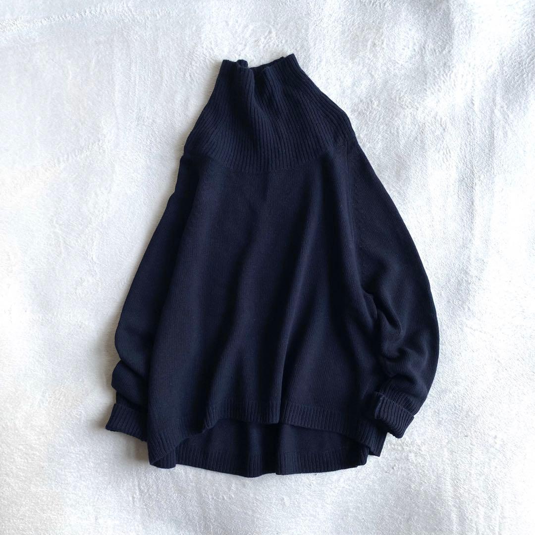 【美品✨】Plage ウールカシミヤ　リブヨークラグランプルオーバー　ネイビー