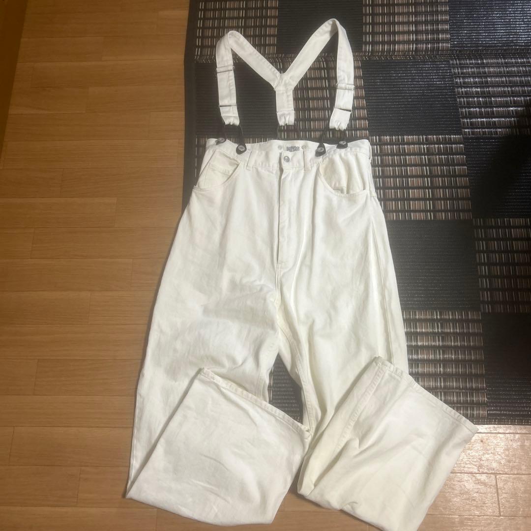 本日のみ１万円/FRAMeWORK】ペイデイ サスペンダー付きデニム ホワイト