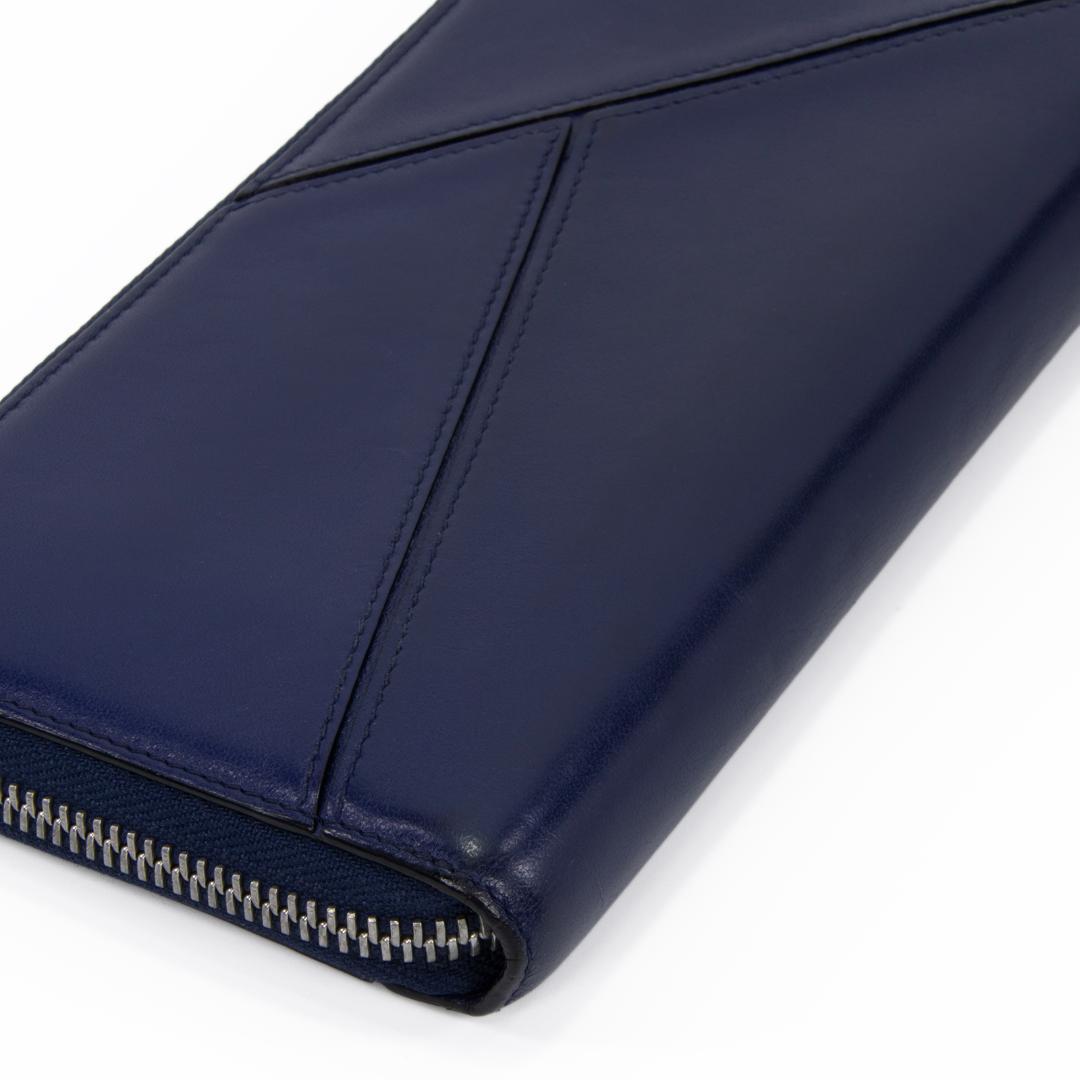 本物 ロエベ 長財布 ファスナー メンズ レディース パズル ネイビーブルー