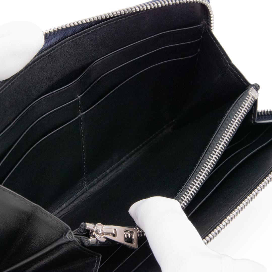 本物 ロエベ 長財布 ファスナー メンズ レディース パズル ネイビーブルー