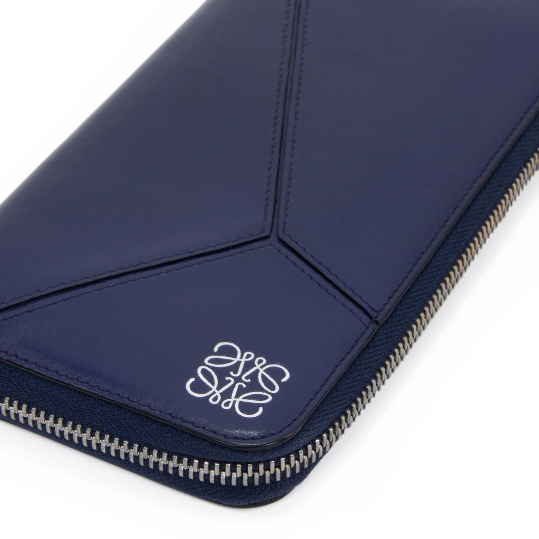 本物 ロエベ 長財布 ファスナー メンズ レディース パズル ネイビーブルー