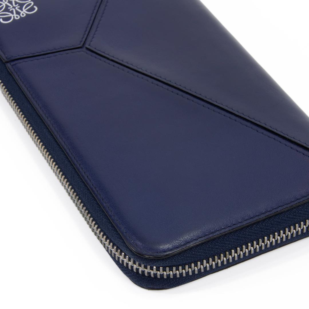 本物 ロエベ 長財布 ファスナー メンズ レディース パズル ネイビーブルー