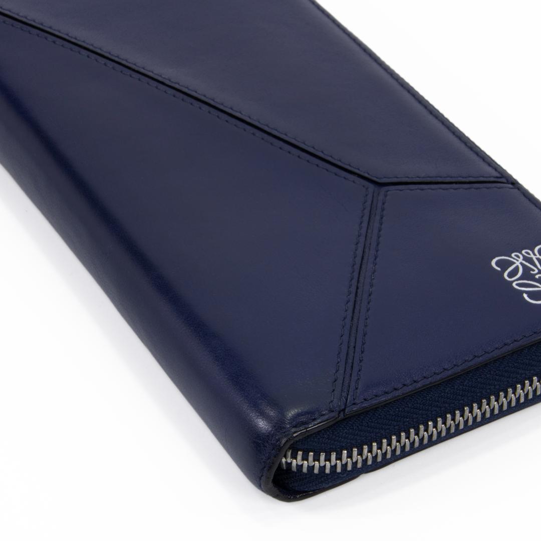 本物 ロエベ 長財布 ファスナー メンズ レディース パズル ネイビーブルー