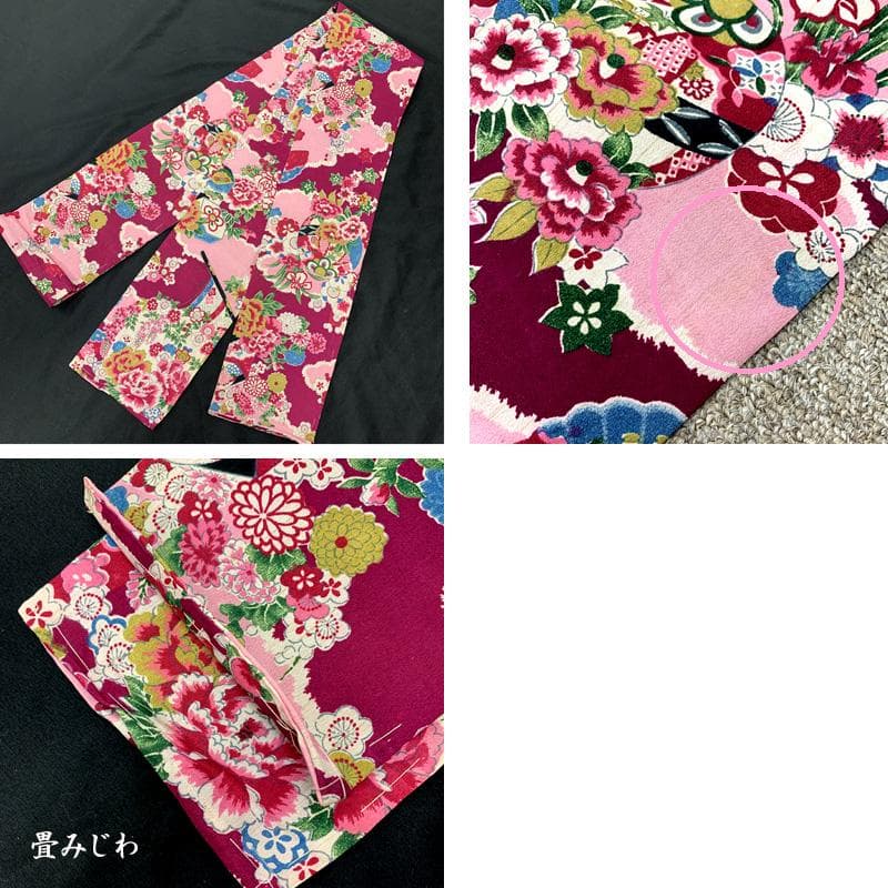 601ag7□七五三 三歳 セミアンティーク女児 着物&帯 鶴 菊 白淡紫□美品