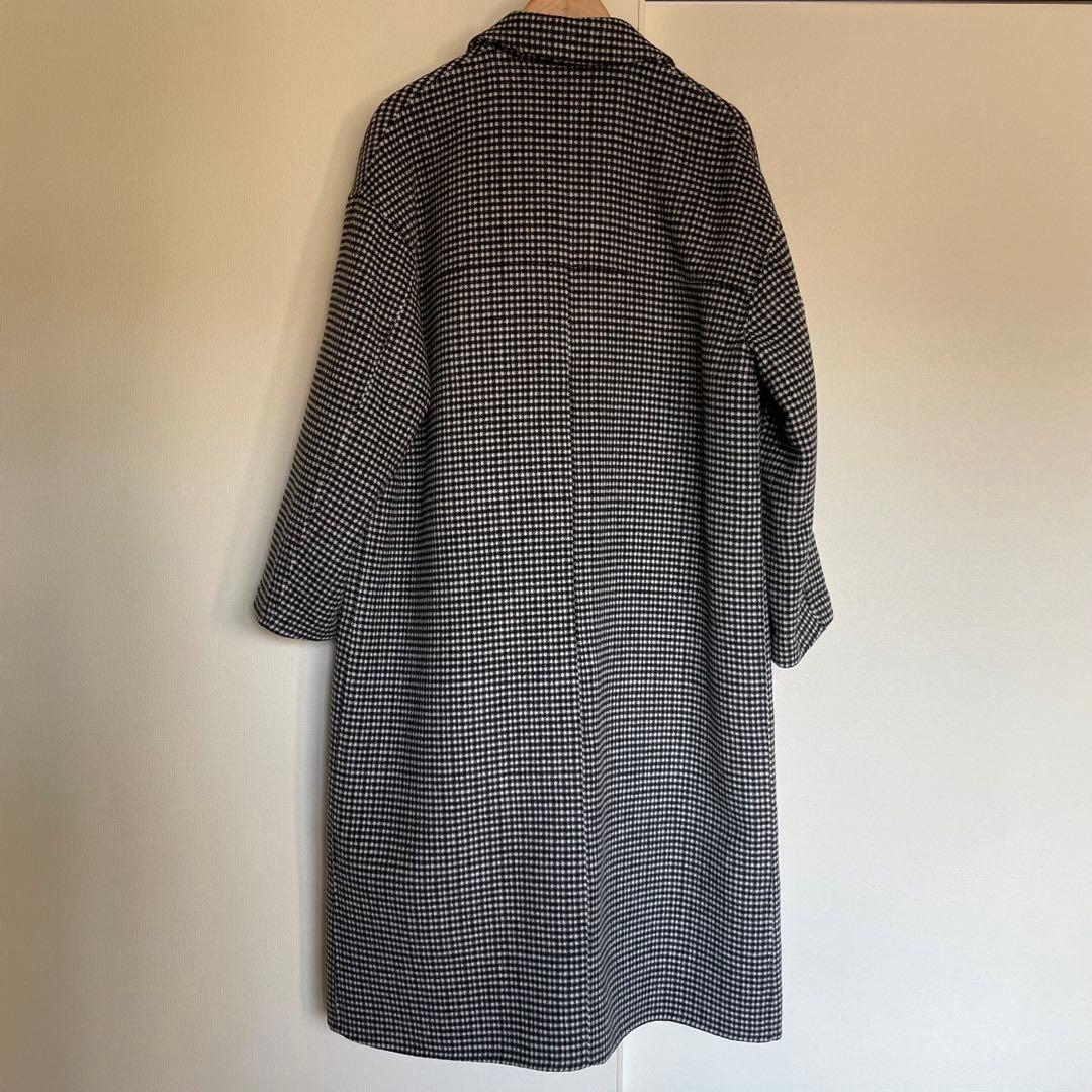 美品　ADAM ET ROPE' CHECKウールリバーコート　ロングコート