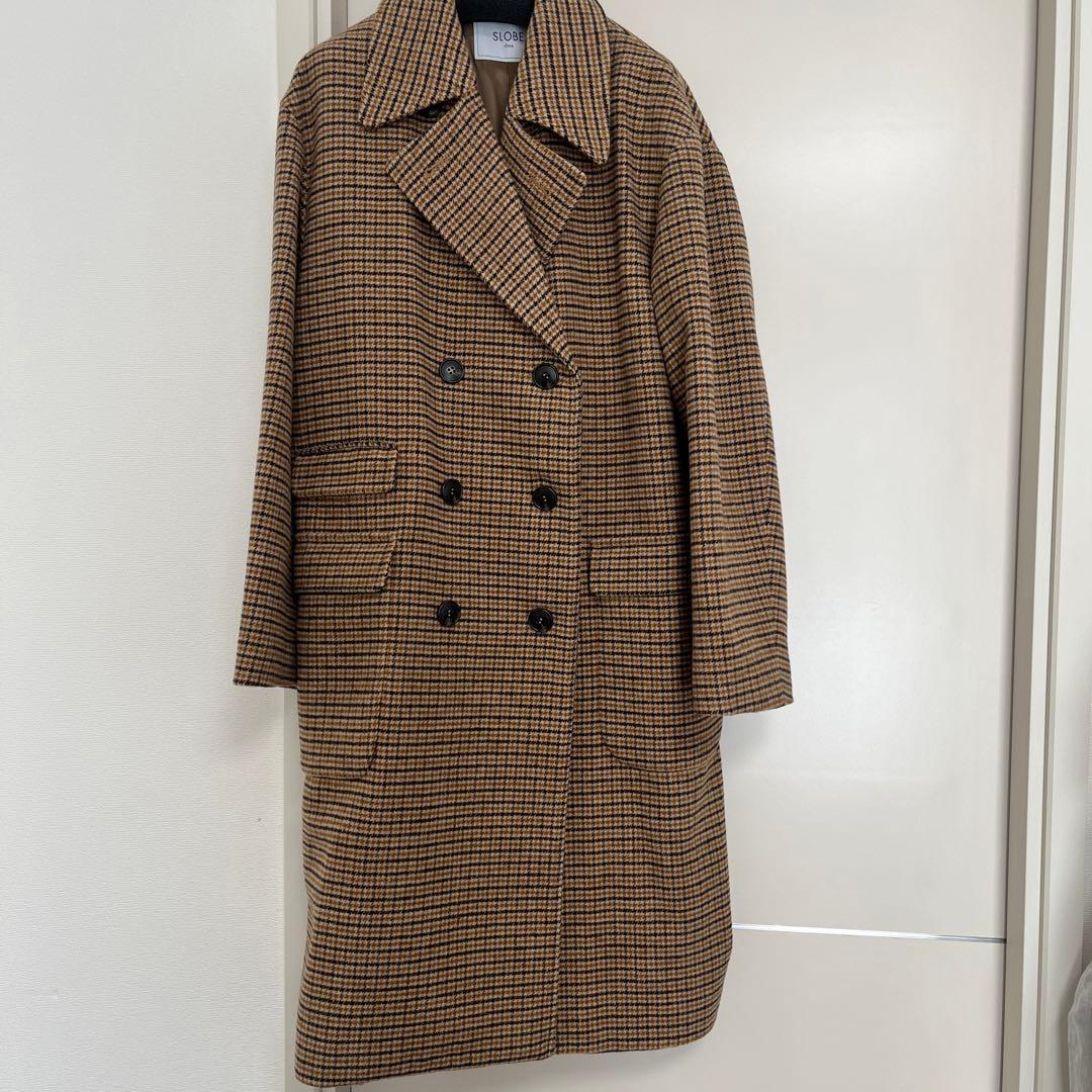 チェックロングPコート