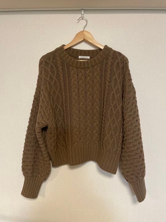 Plage　ローゲージ アランクループルオーバー キャメル