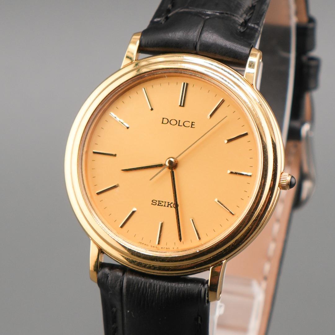 稼働 SEIKO DOLCE ゴールド 腕時計 新品電池 新品ベルト クォーツ