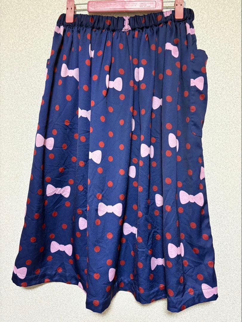 美品　コムデギャルソンガール　リボンドットガラスフレアスカート