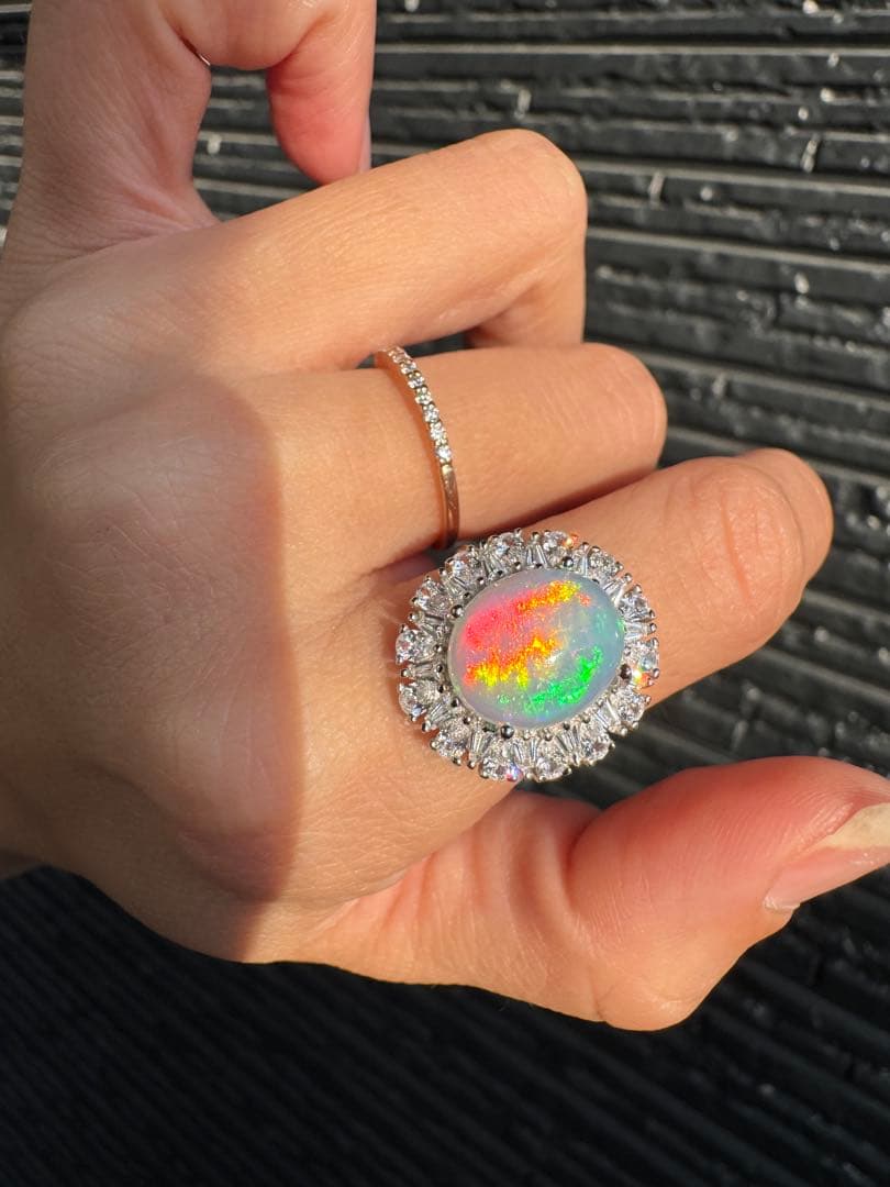 新作　天然石水オパール珍しい遊色綺麗極彩ルース2.626ct 鑑ソ付