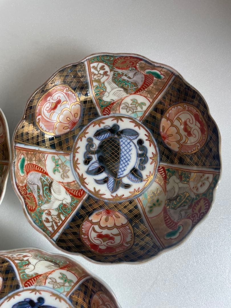 古伊万里 金蘭手柘榴図 なます皿五客　お皿/鉢/ 深鉢/アンティーク　40