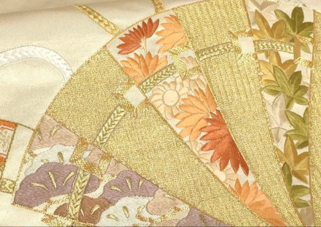 振袖フルセット6点サイズM〜Ｌ駒刺繍　流水地紙花文　暈し染め　金彩　正絹