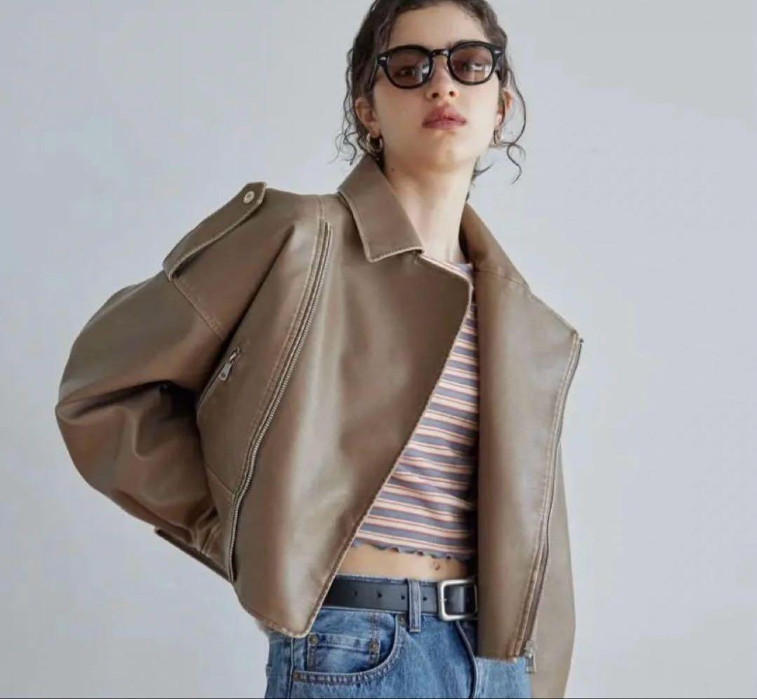 Sea Room lynn Vintage wash ECOレザーライダース