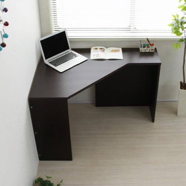 【新品・送料無料】【日本製】パソコンデスク コーナー ハイタイプ ダークブラウン