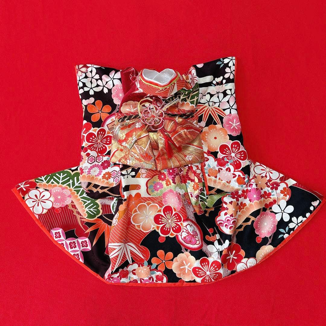 即納✨犬の着物 犬用本格大振袖 M お引き摺り 古典柄 正絹 松竹梅 犬服