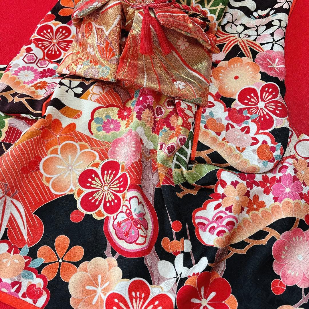 即納✨犬の着物 犬用本格大振袖 M お引き摺り 古典柄 正絹 松竹梅 犬服