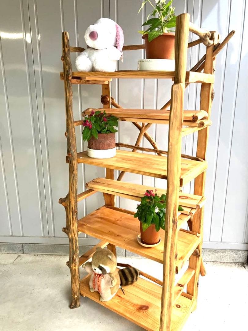 流木本棚７段ハンドメイド（組立て、分解可能）