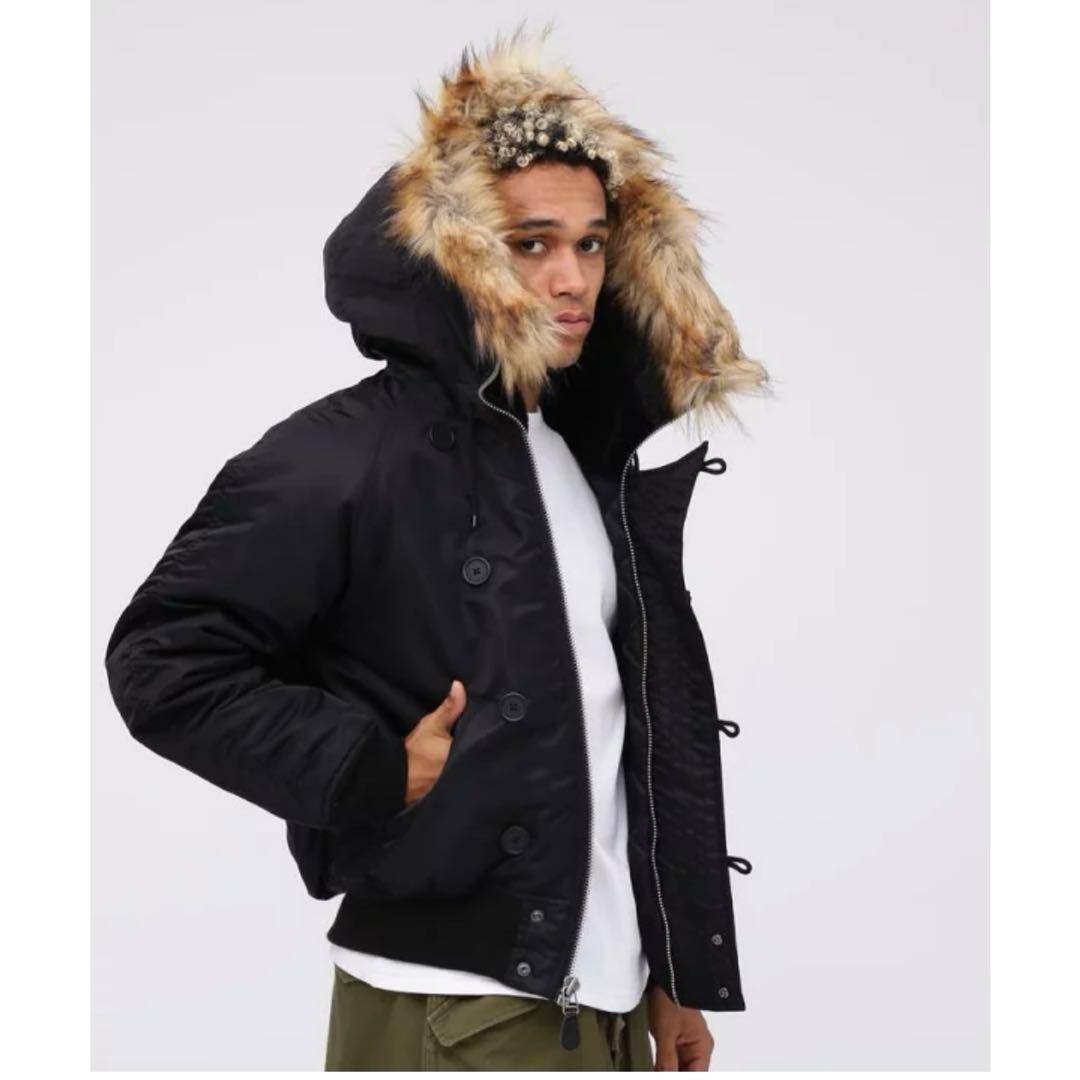 【美品】ALPHAアルファ N-2B 短丈 フライトジャケット ブラック M