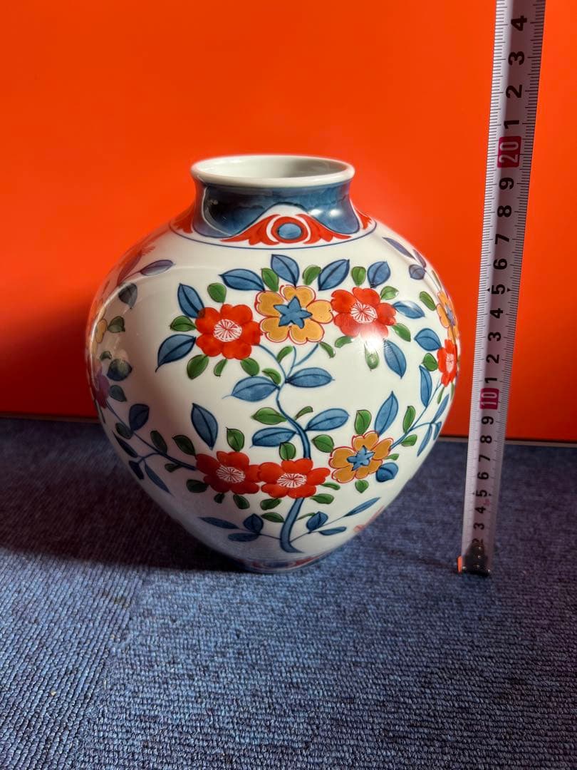 1259 源右衛門 窯造　古伊万里風桜図　花瓶