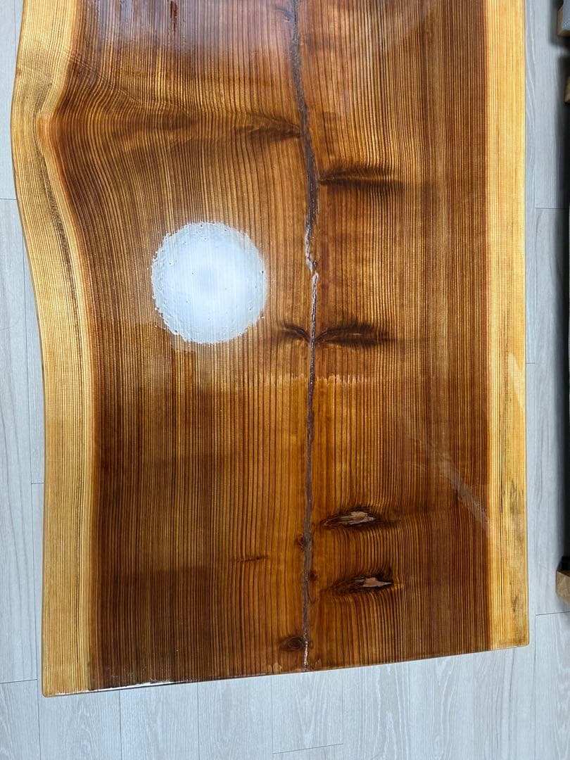 杉　一枚板　テーブル　と　アイアン足