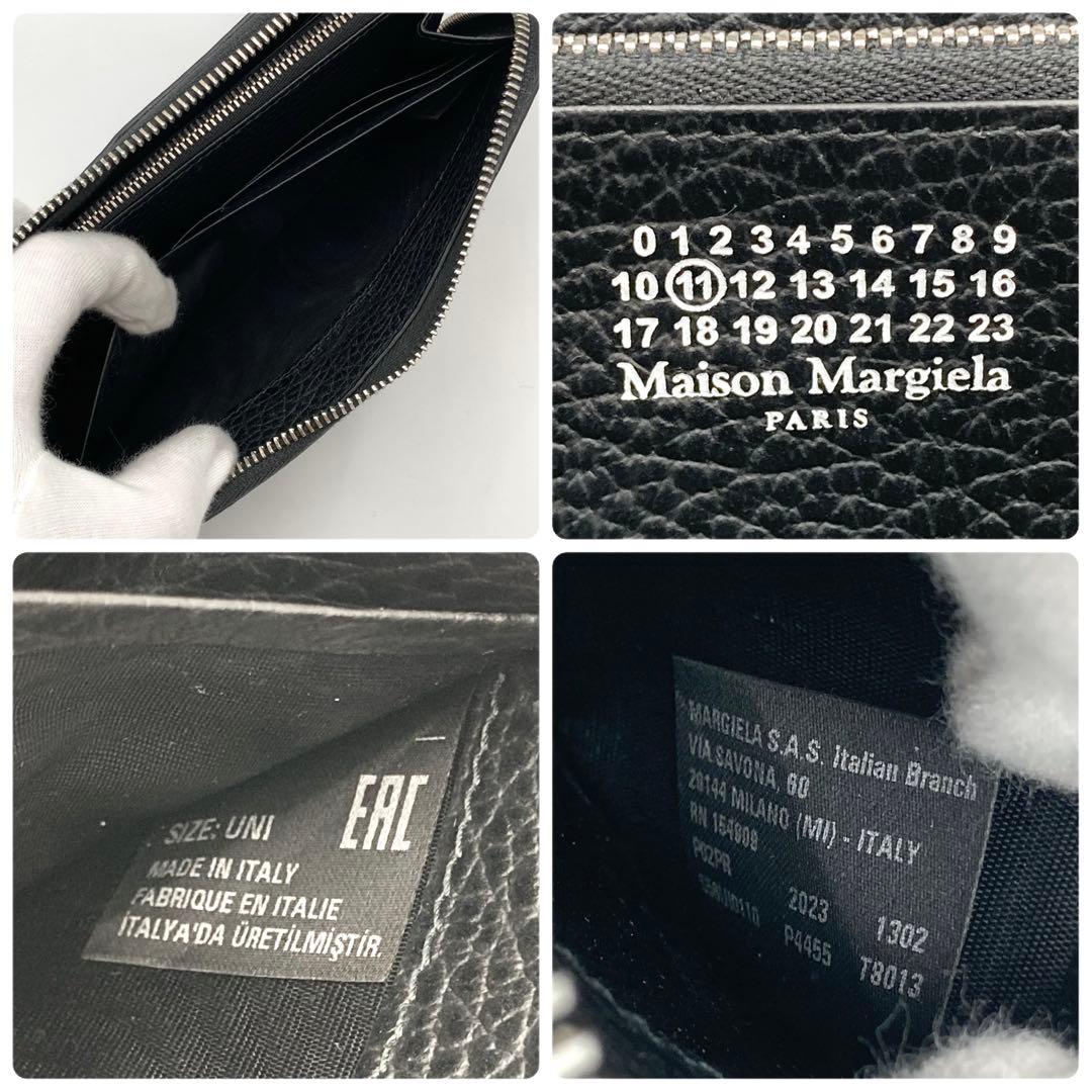 専用✨ メゾンマルジェラ 長財布 レザー 黒 ステッチ ラウンドジップ 高級感