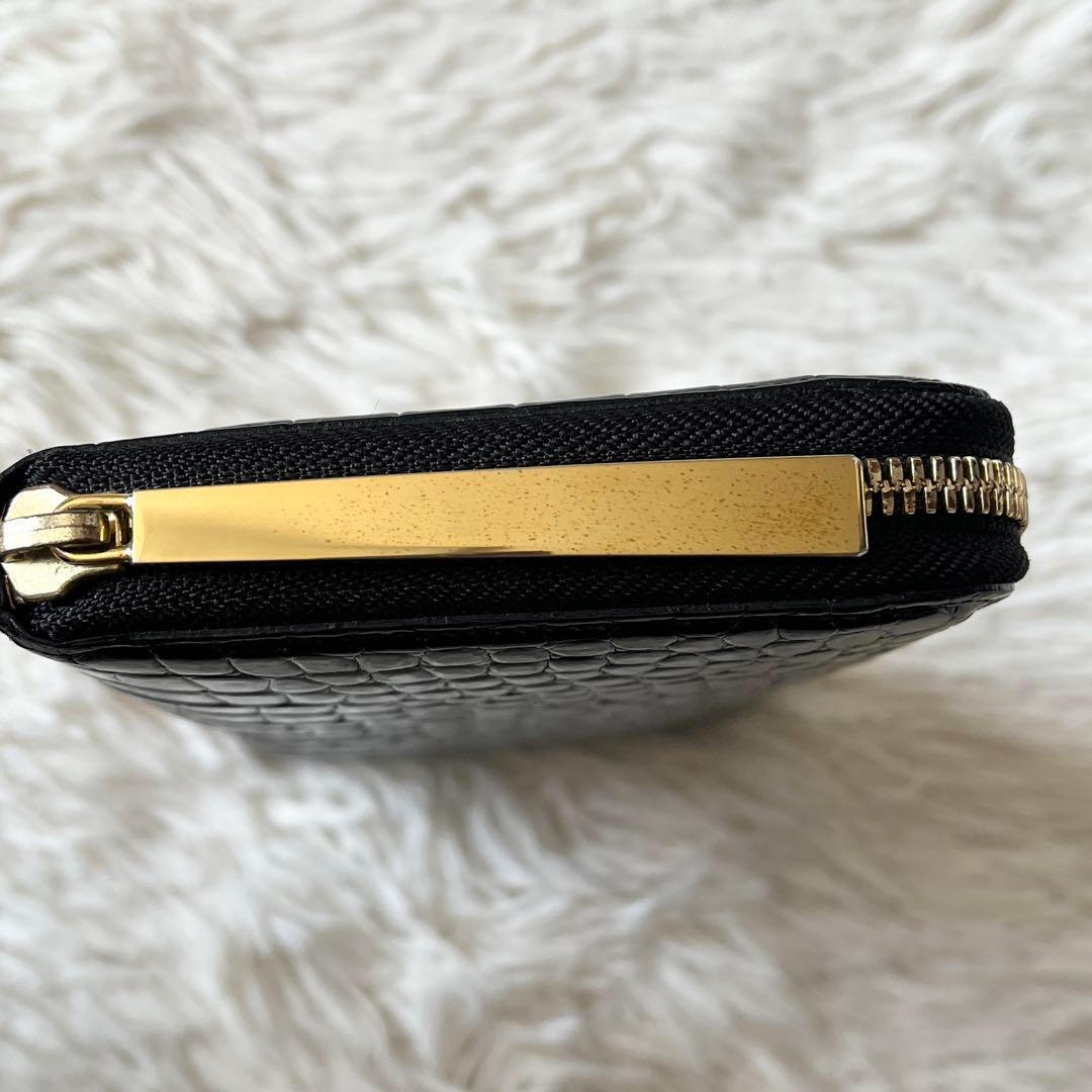 未使用級✨池田工芸　JRA クロコダイル　ポロサス　ゴールドパイソン　長財布　黒