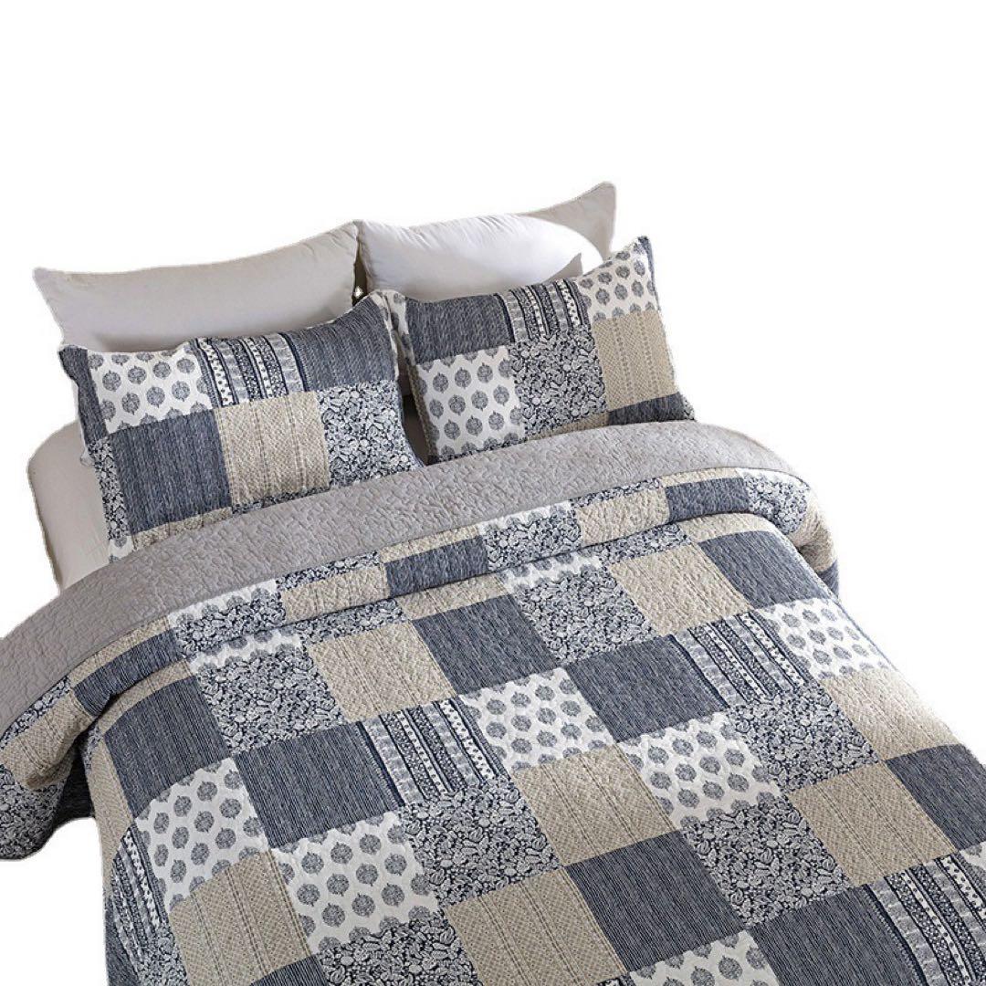 キルトベッドカバー3点セット綿マルチカバー キルティング NWSL