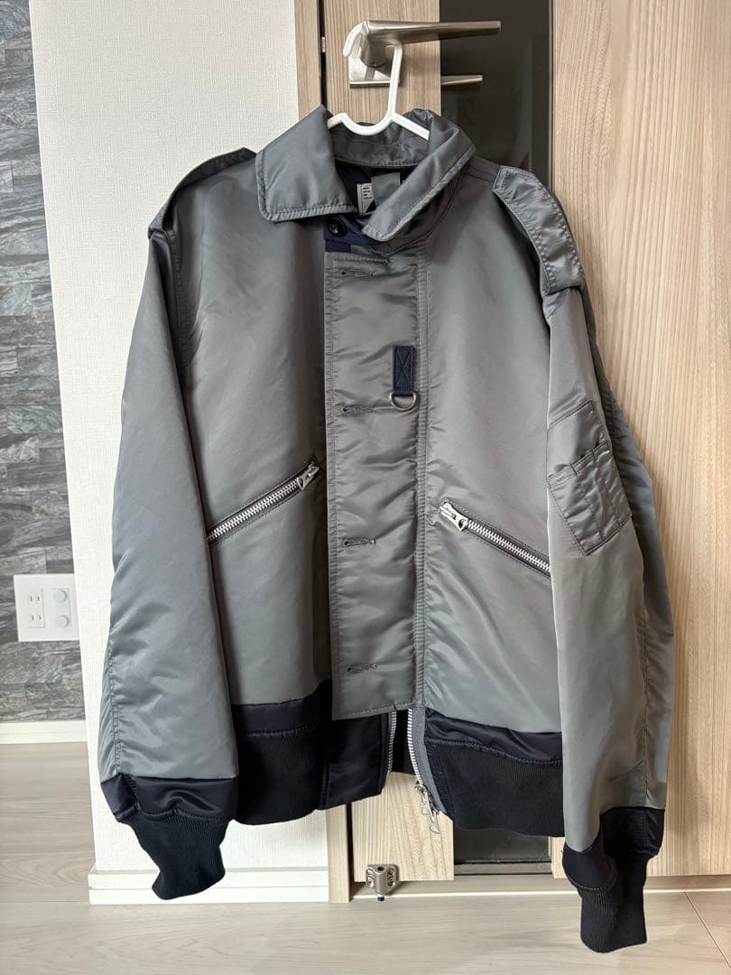 新品 sacai MA-1 グレー ナイロンジャケット サイズ1