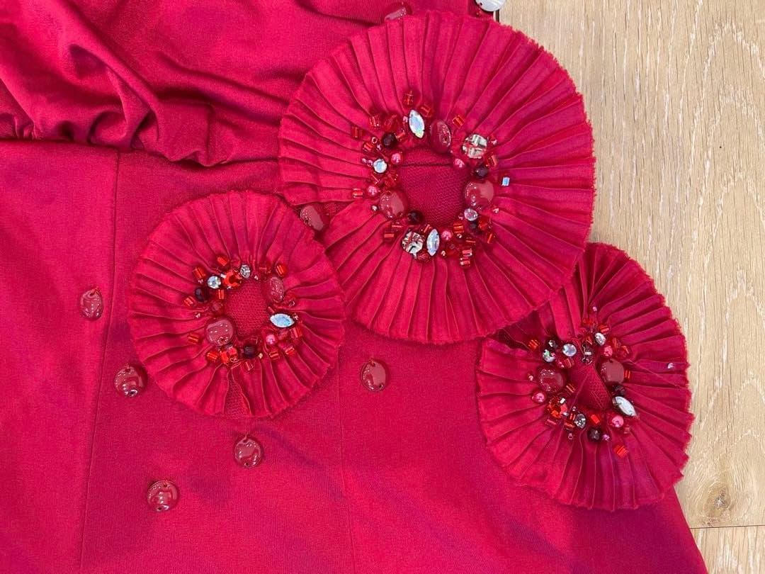 社交ダンス ドレス レッド 長袖 フレア インザムード