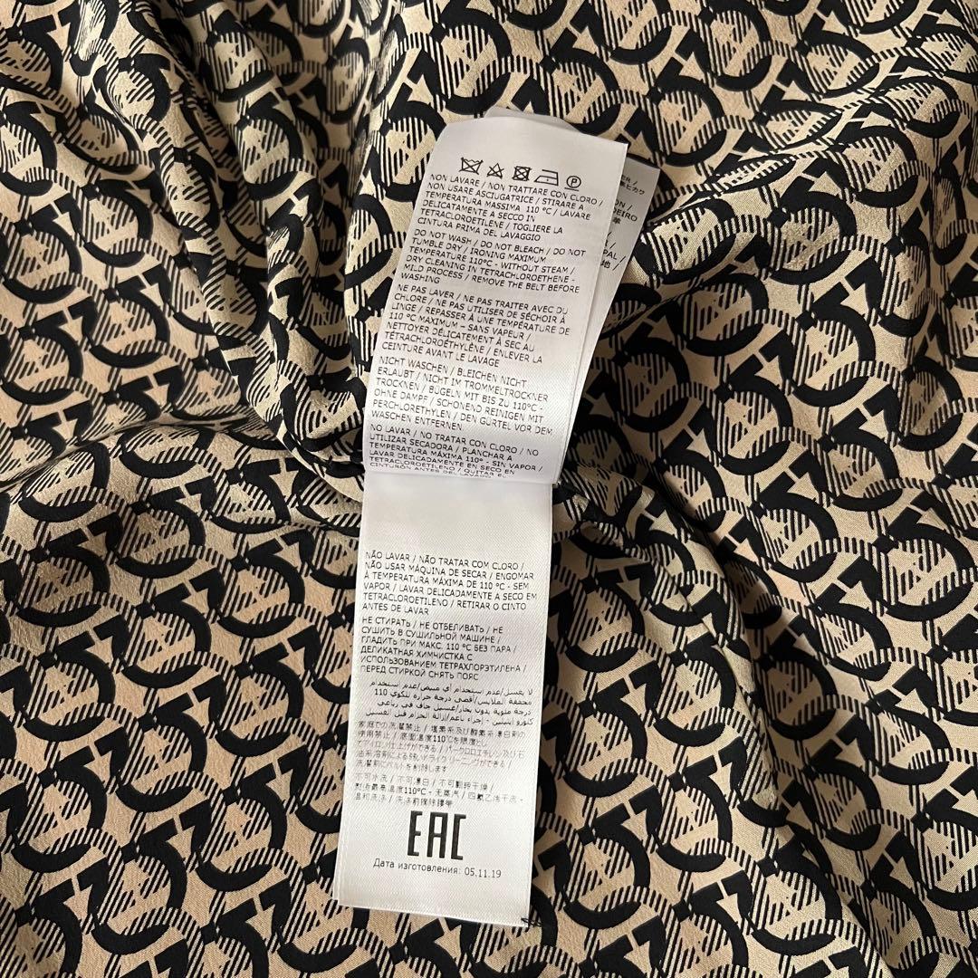 現行 美品 サルヴァトーレフェラガモ ステンカラーコート ガンチーニ 総柄レザー