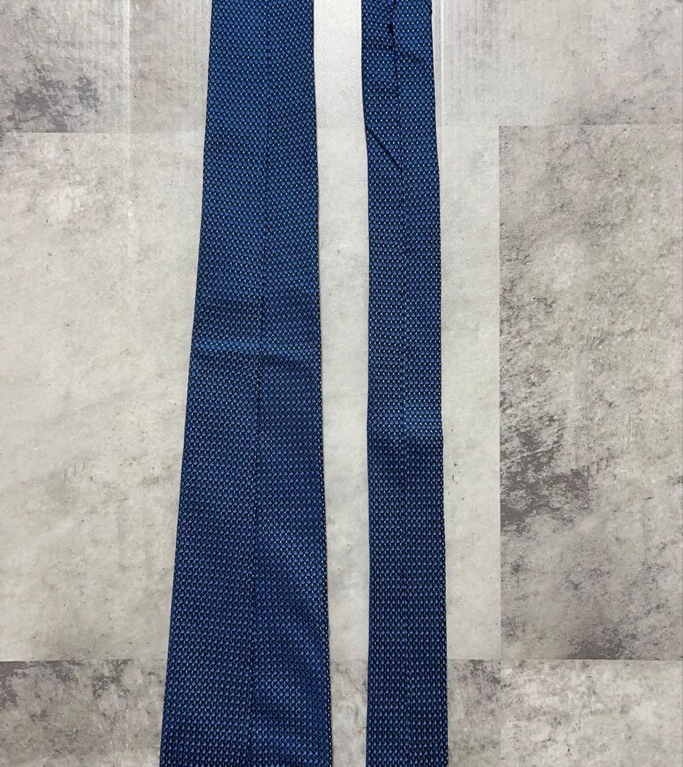 HERMES ネクタイ ハイブランド ソリッド ジャガード ネイビー