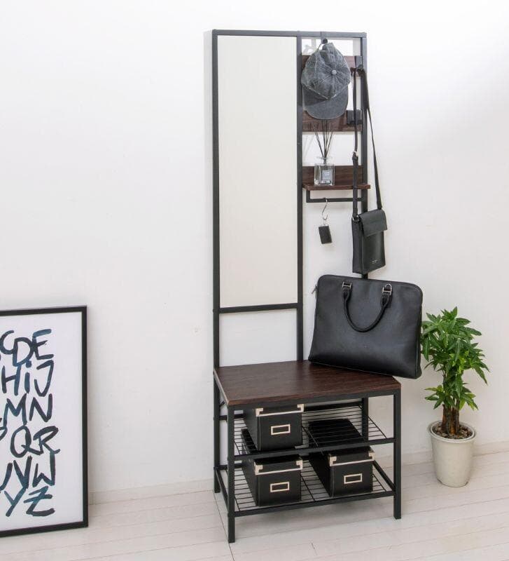 多機能　ハンガーラック　ミラー付　ハンガー　小物ラック