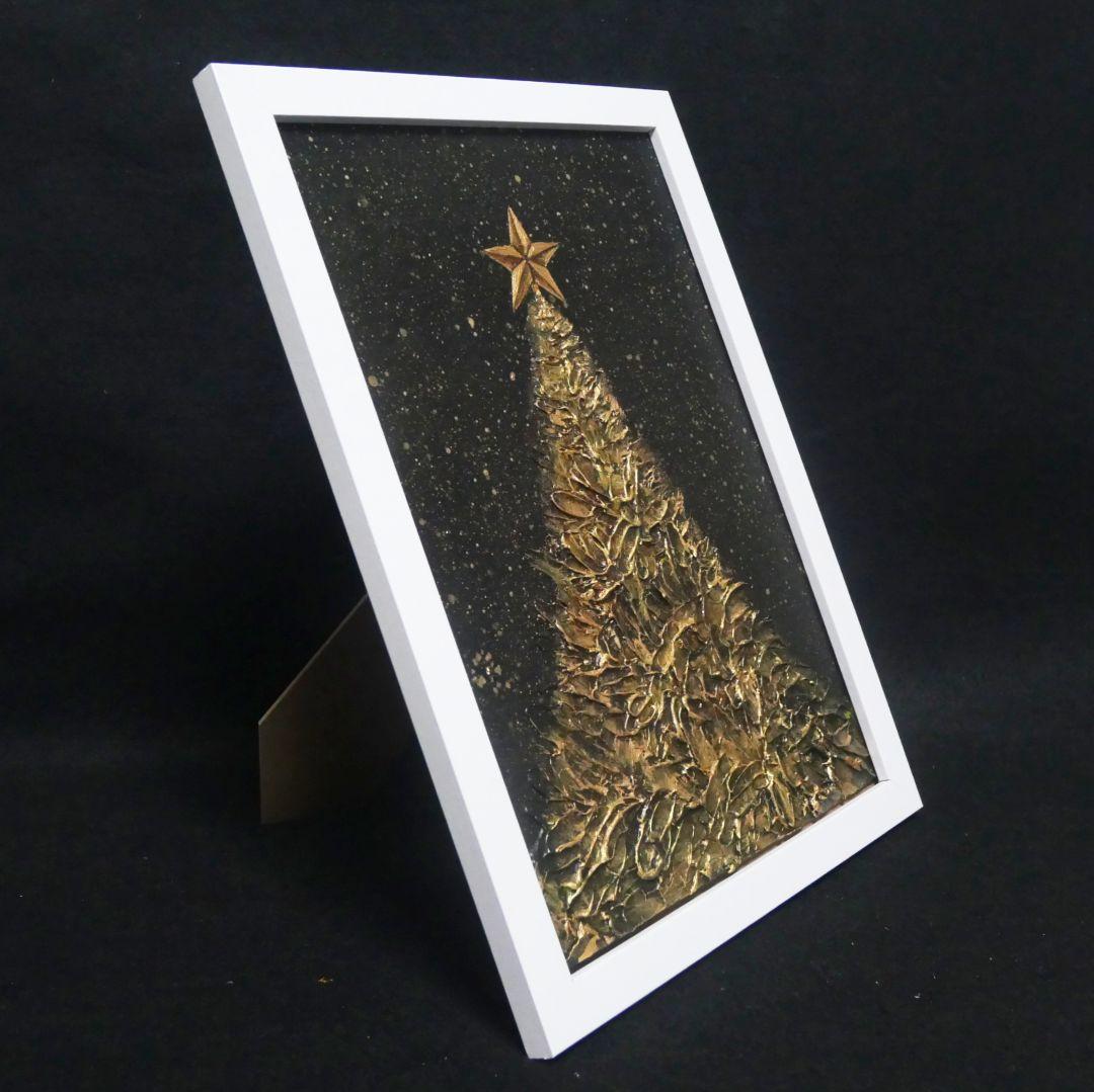 油絵 油彩 油彩画 絵画【黄金クリスマスツリー】