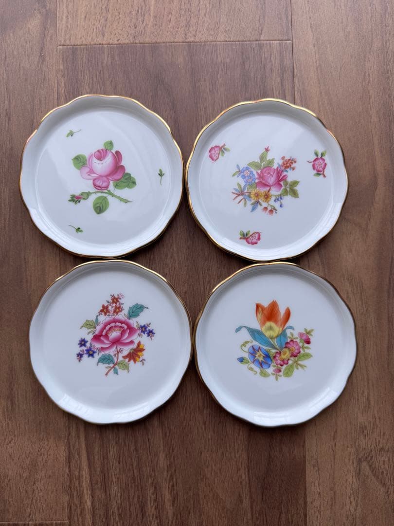 Herend ヘレンド　花柄 皿 4枚セット