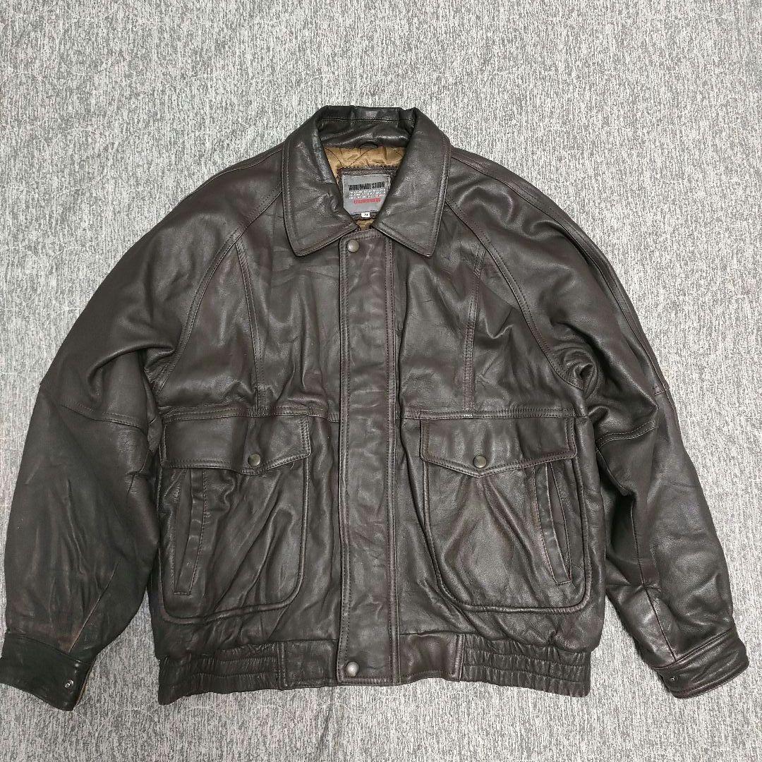 90s Vintage フライトジャケット A-2 短丈 本革 レザー M 羊革