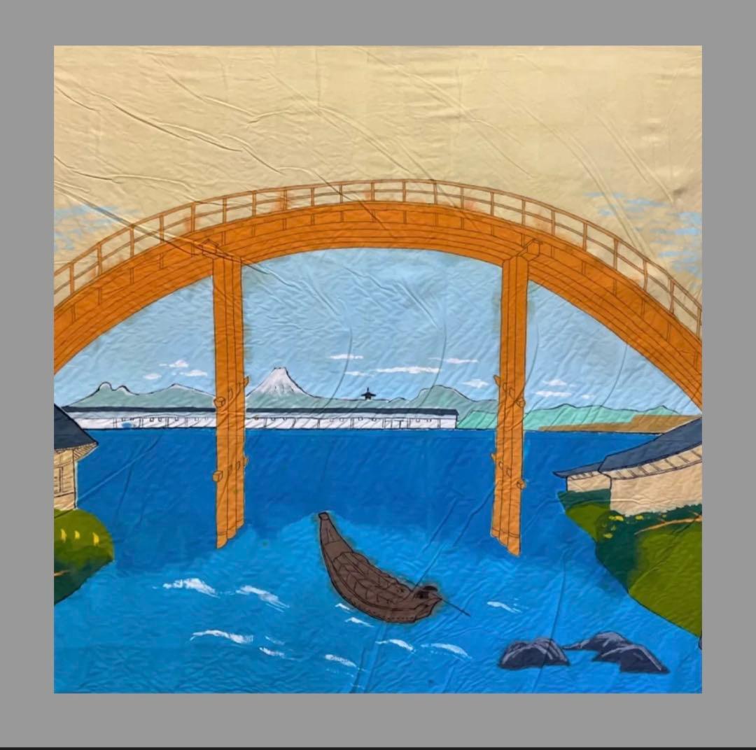 股旅　舞台ステージ幕　橋の絵　布製