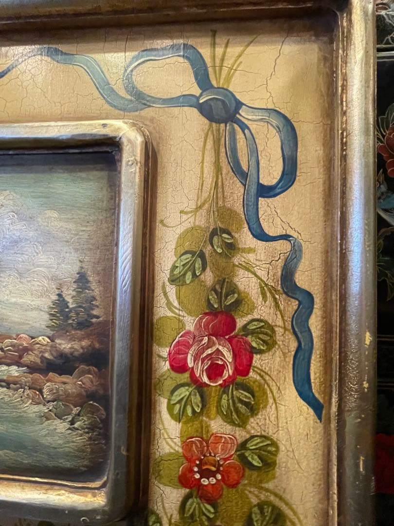 値下！スペイン製　トールペイント　大きめミラー