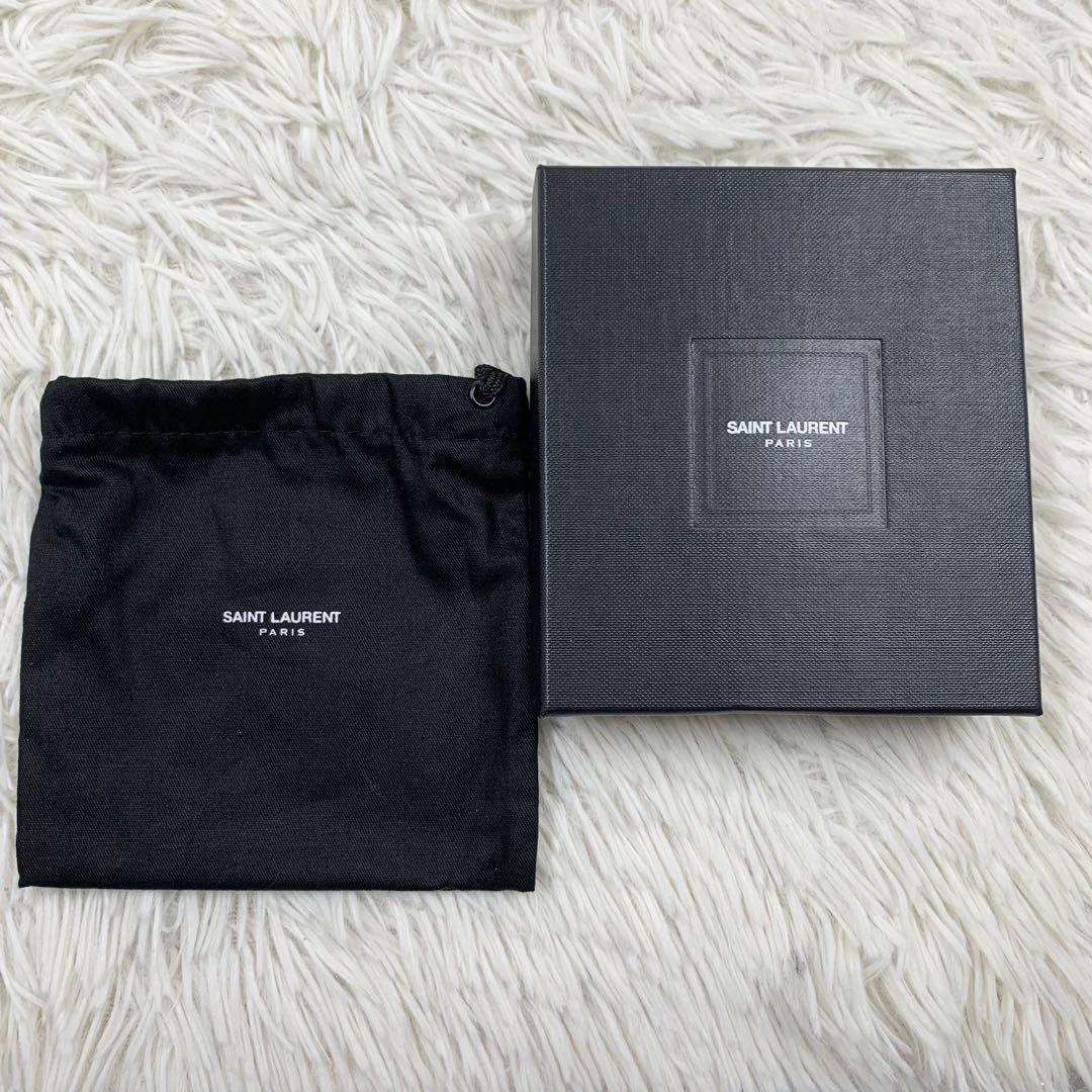 【✨極美品✨】 サンローラン マネークリップ シルバーロゴ レザー ブラック