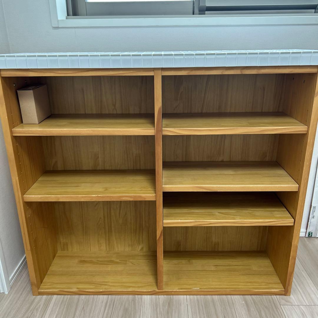 【たのめる便】モモナチュラル キッチンワゴン タイル　タイル　キッチン収納