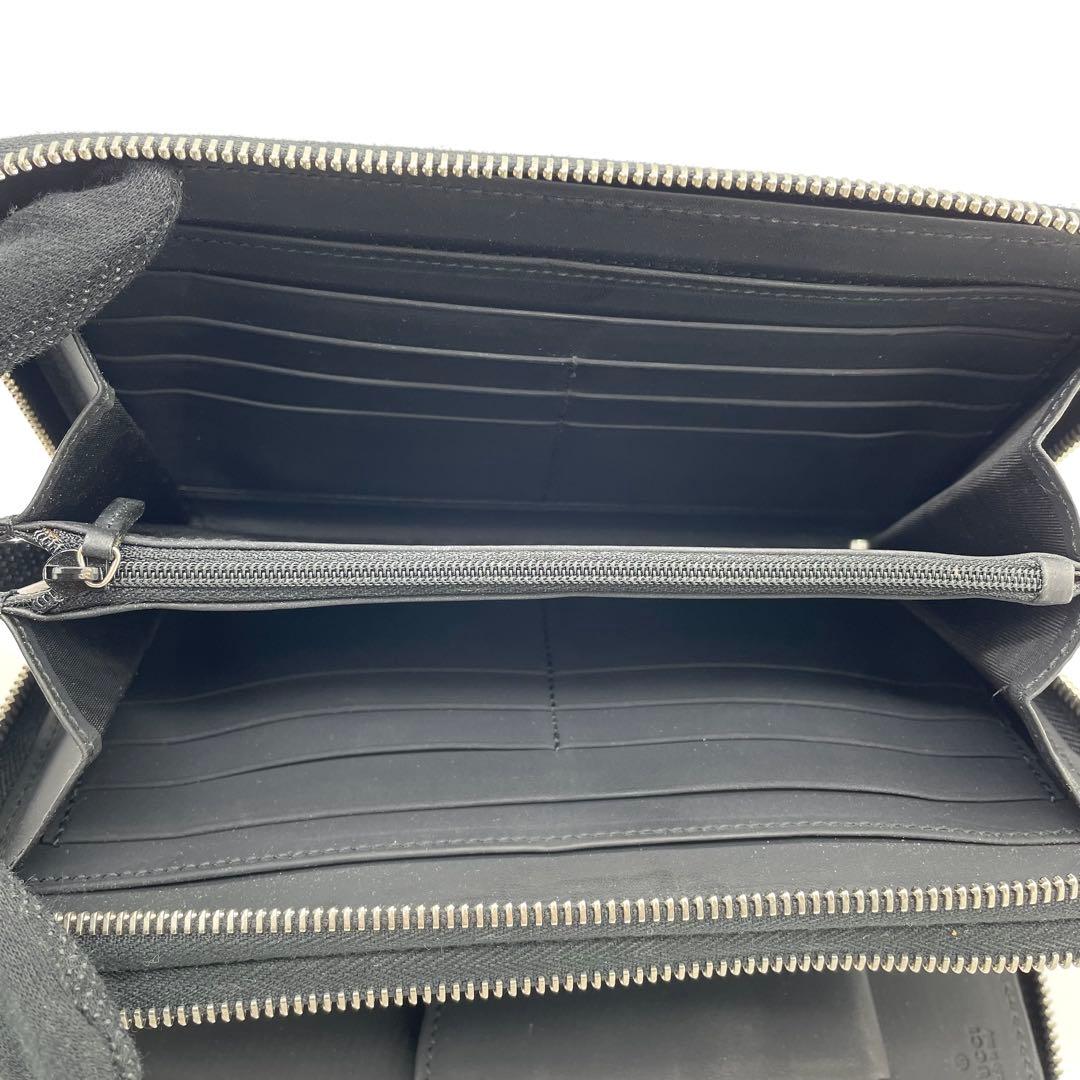 【極美品】グッチ　オーガナイザー　シェリーライン　シマ　GG レザー　ブラック
